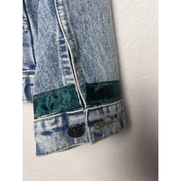 Denim Jean Jacket Women's Unbranded Size XL Patches Ribbon Details - Picture 8 of 10